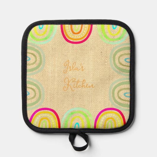  Kitchen Boho Rainbow Pattern Topflappen (Vorderseite)