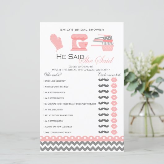 Kitchen Brautparty Game PRINIERT (Stehend Vorderseite)