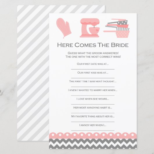 Kitchen Brautparty Game PRINIERT (Vorne/Hinten)