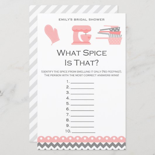 Kitchen Brautparty Game PRINIERT (Vorne/Hinten)