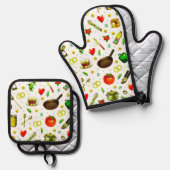 Kitchen Brautparty Geschenk Ofenhandschuh & Topflappen-Set (Vorderseite/Rückseite)
