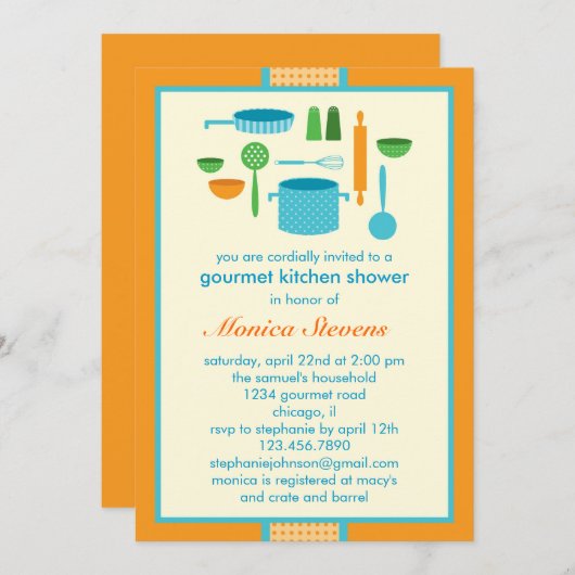 Kitchen Bridal Dusche Einladung (Vorne/Hinten)