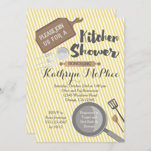 Kitchen Bridal Dusche Einladung (Vorne/Hinten)