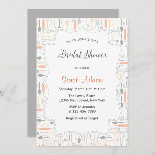 Kitchen Bridal Dusche Einladung (Vorne/Hinten)