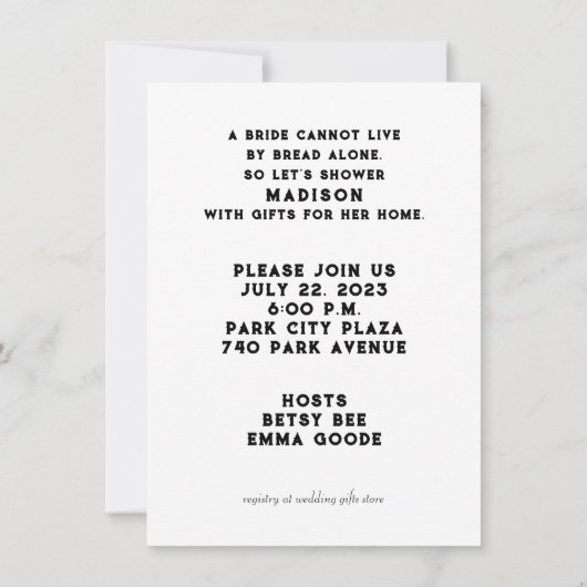 Kitchen Bridal Dusche Einladungen (Rückseite)