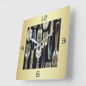 KITCHEN CLOCK WITH KNIVES FORKS AND SPOONS QUADRATISCHE WANDUHR (Winkel)
