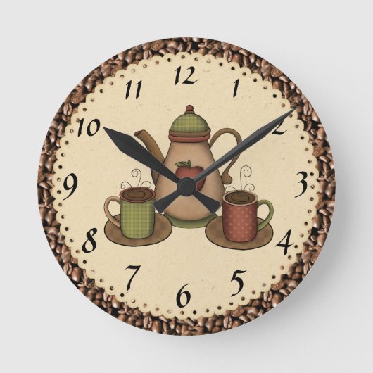 Kitchen Coffee clock Runde Wanduhr (Vorderseite)
