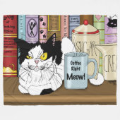 Kitchen Coffee Tuxedo Cat Fleecedecke (Vorderseite (Horizontal))