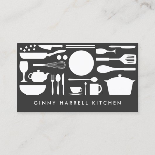 Kitchen Collage on Dark Gray Visitenkarte (Vorderseite)