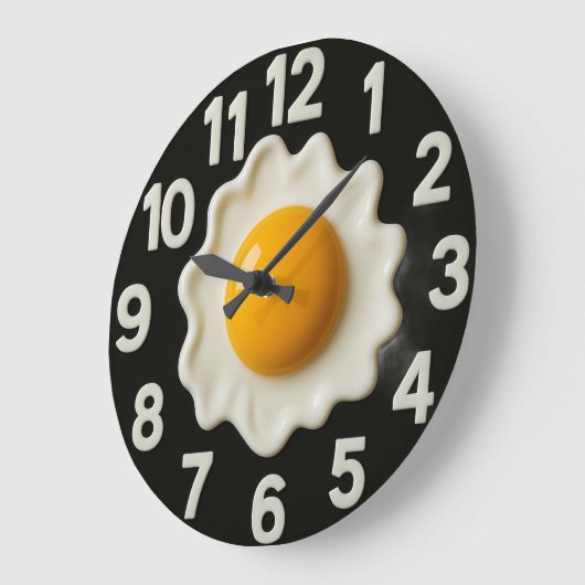Kitchen decor modern black Fried egg Große Wanduhr (Winkel)