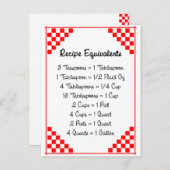 Kitchen Equivalents Red Checked Recipe Card Postkarte (Vorne/Hinten)
