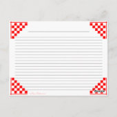 Kitchen Equivalents Red Checked Ruled Recipe Card Postkarte (Rückseite)
