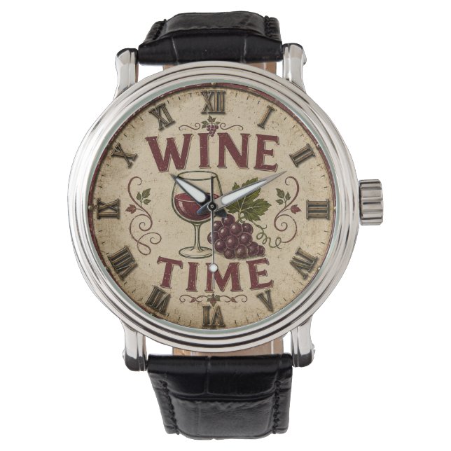 Kitchen Farmhouse Decor Wine Time  Armbanduhr (Vorderseite)