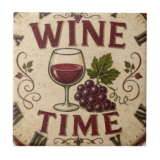 Kitchen Farmhouse Decor Wine Time Fliese (Vorderseite)