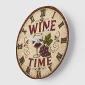 Kitchen Farmhouse Decor Wine Time Große Wanduhr (Winkel)