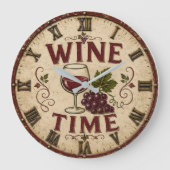 Kitchen Farmhouse Decor Wine Time Große Wanduhr (Vorderseite)