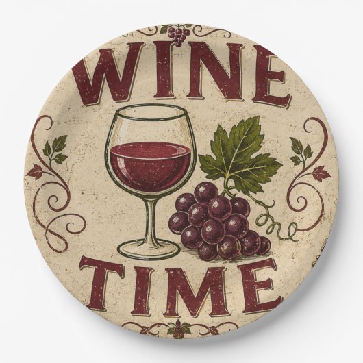 Kitchen Farmhouse Decor Wine Time Pappteller (Vorderseite)