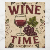 Kitchen Farmhouse Decor Wine Time  Weinetikett (Einzelnes Label)