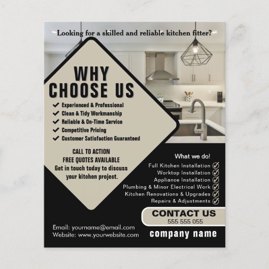 Kitchen Fitter Flyer – Professional Kitchen Instal (Vorne)