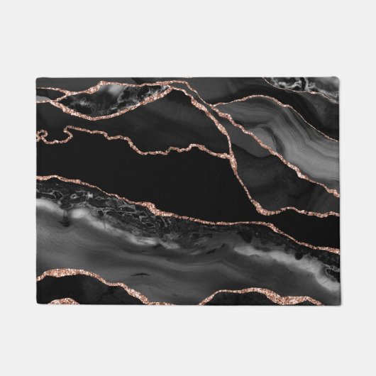 Kitchen Floor Mat - Black Rose Gold Imitats Glittt Fußmatte (Vorderseite)