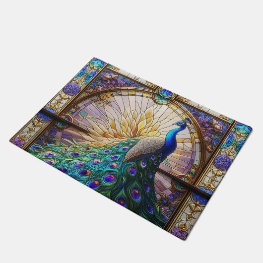 Kitchen Floor Mat Peacock Festglas Fußmatte (Schrägansicht)