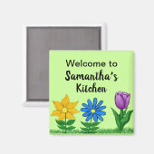 Kitchen Floral Garden Personalisierte Namensmagnet Magnet (Vorderseite/Rückseite)
