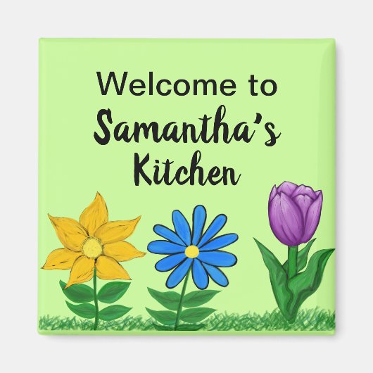 Kitchen Floral Garden Personalisierte Namensmagnet Magnet (Vorne)
