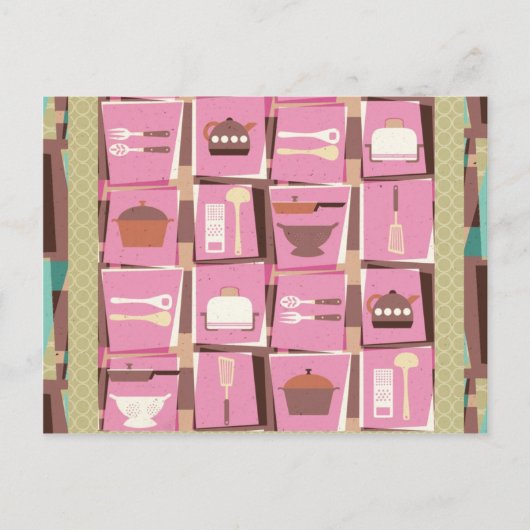 Kitchen Gadgets - rosa Postkarte (oder Rezeptkarte (Vorderseite)