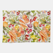 Kitchen Garden Harvest Watercolor Fruit & Veggie Geschirrtuch (Horizontal)