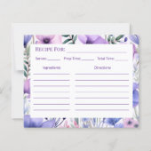 Kitchen Gift Elegant Purple Floral Recipe Card (Vorderseite)
