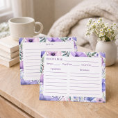 Kitchen Gift Elegant Purple Floral Recipe Card