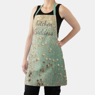 Kitchen Goddess Gold Stars auf Sea Green Schürze