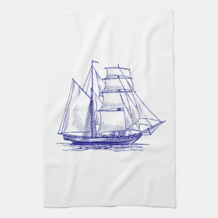 Kitchen Handtuch chisch nautisches blaues Segelsch