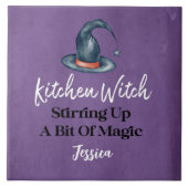 Kitchen Hexe Lila Mit Monogramm Halloween Fliese (Vorderseite)