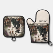 Kitchen Hexenkreditversicherung Mama Oma Ehefrau C Ofenhandschuh & Topflappen-Set (Vorderseite)