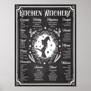 Kitchen Hexerei Magie Wissensdiagramm Vintag Poster