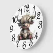 Kitchen Highland Cow Große Wanduhr (Winkel)