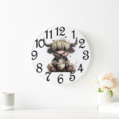 Kitchen Highland Cow Große Wanduhr (Zuhause)