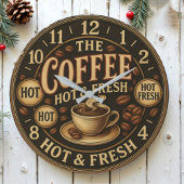 Kitchen Hot and fresh coffee cup bean Große Wanduhr