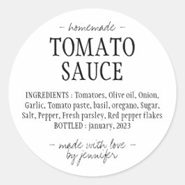 Kitchen Jar Homemade Tomato Sauce Zutaten Runder Aufkleber
