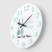 Kitchen Koch Logo Minze Grün Weiße Uhr (Winkel)