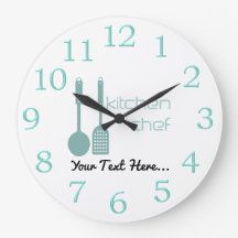 Kitchen Koch Logo Minze Grün Weiße Uhr