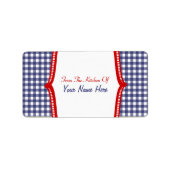 Kitchen-Label - "From the Kitchen Of" Blue Gingham Adressaufkleber (Vorne)