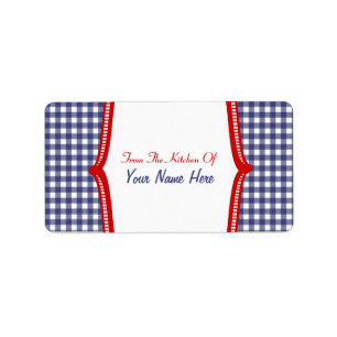 Kitchen-Label - "From the Kitchen Of" Blue Gingham Adressaufkleber