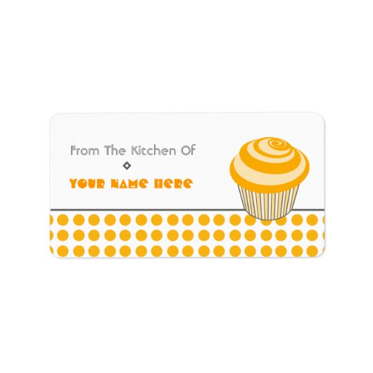 Kitchen Label - Orange Cupcake and Polka Dots Adressaufkleber (Vorne)