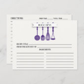 Kitchen Lila Utensic Brautparty Recipe Karten (Vorne/Hinten)