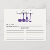 Kitchen Lila Utensic Brautparty Recipe Karten