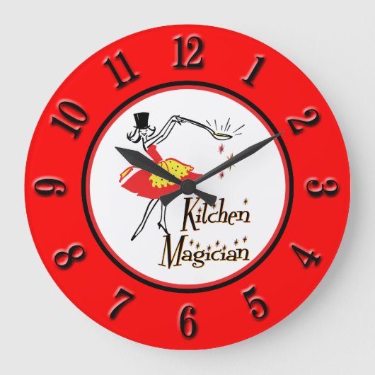 Kitchen Magician Red Black Retro Zahlen Uhr (Vorderseite)
