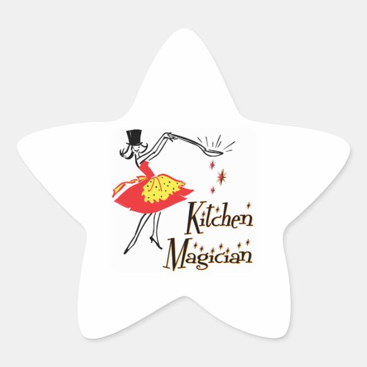 Kitchen Magician Retro Kochen Sprichwort Stern-Aufkleber (Vorderseite)