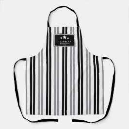 Kitchen Master Stars black and grey stripes Apron Schürze